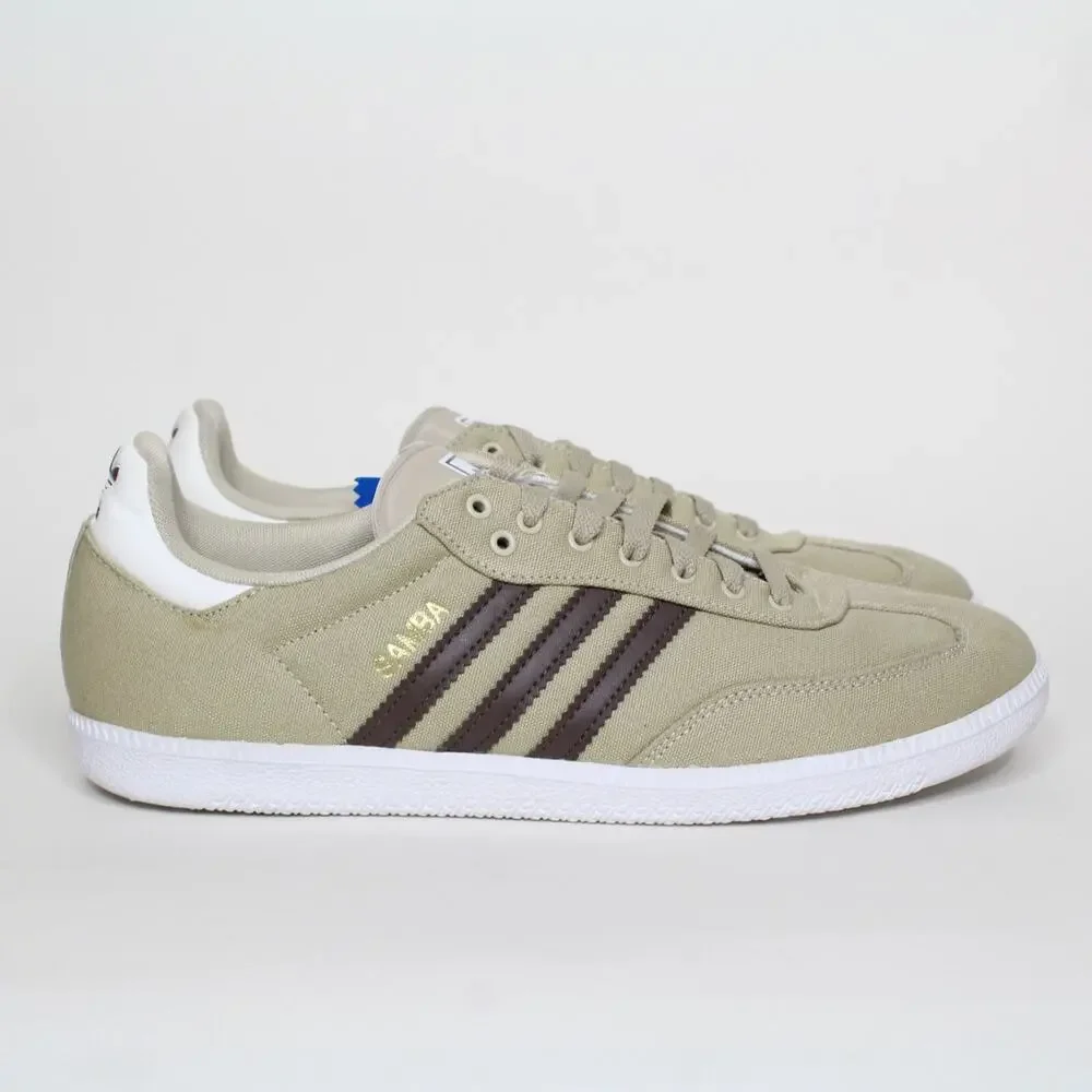 adidas Samba Beige with Dark Brown Stripes Athletic Shoes
